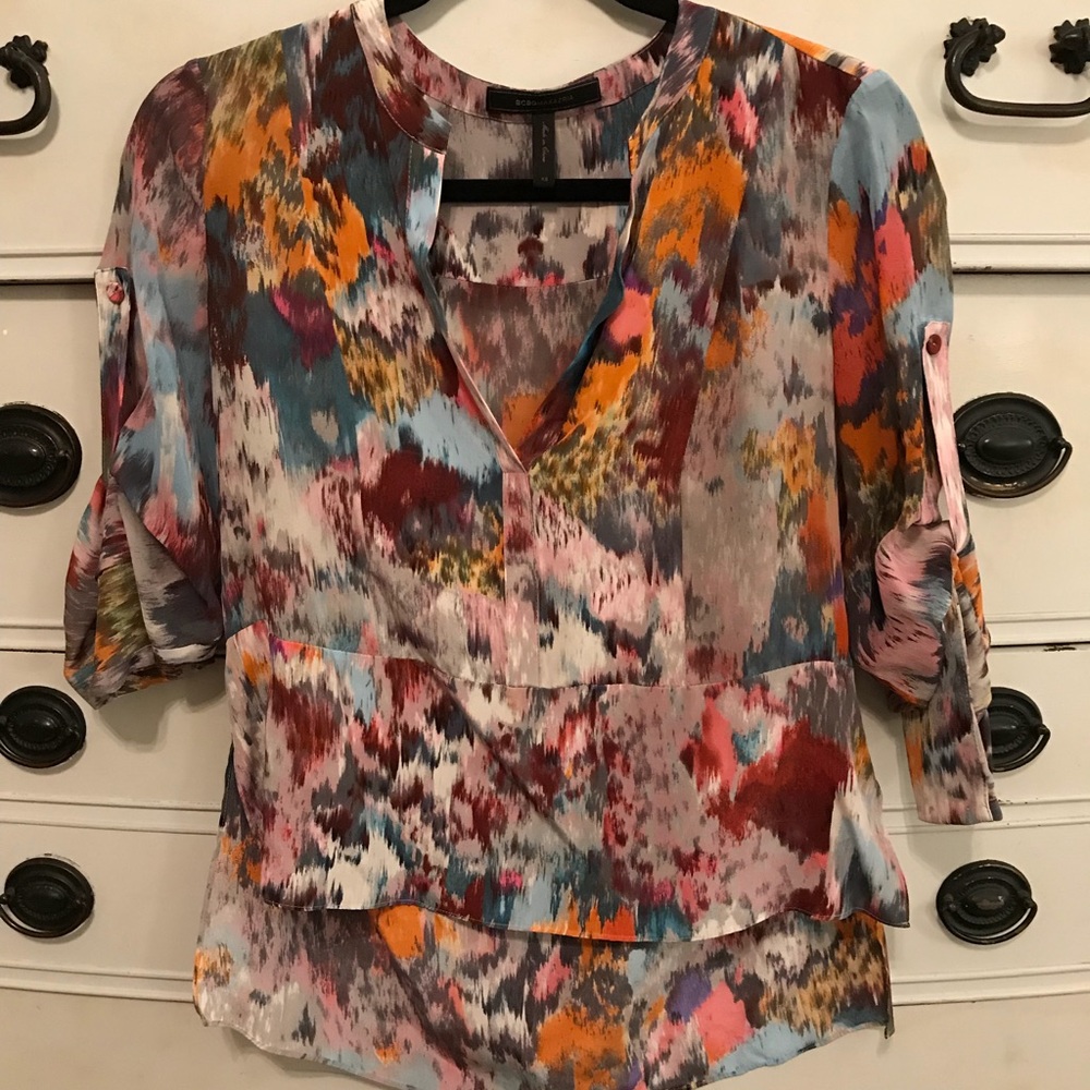 BCBG Max Azria silk shirttails blouse